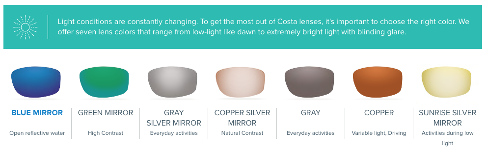 Costa Lens Color Guide & Chart | Find Your Lens! | SportRx