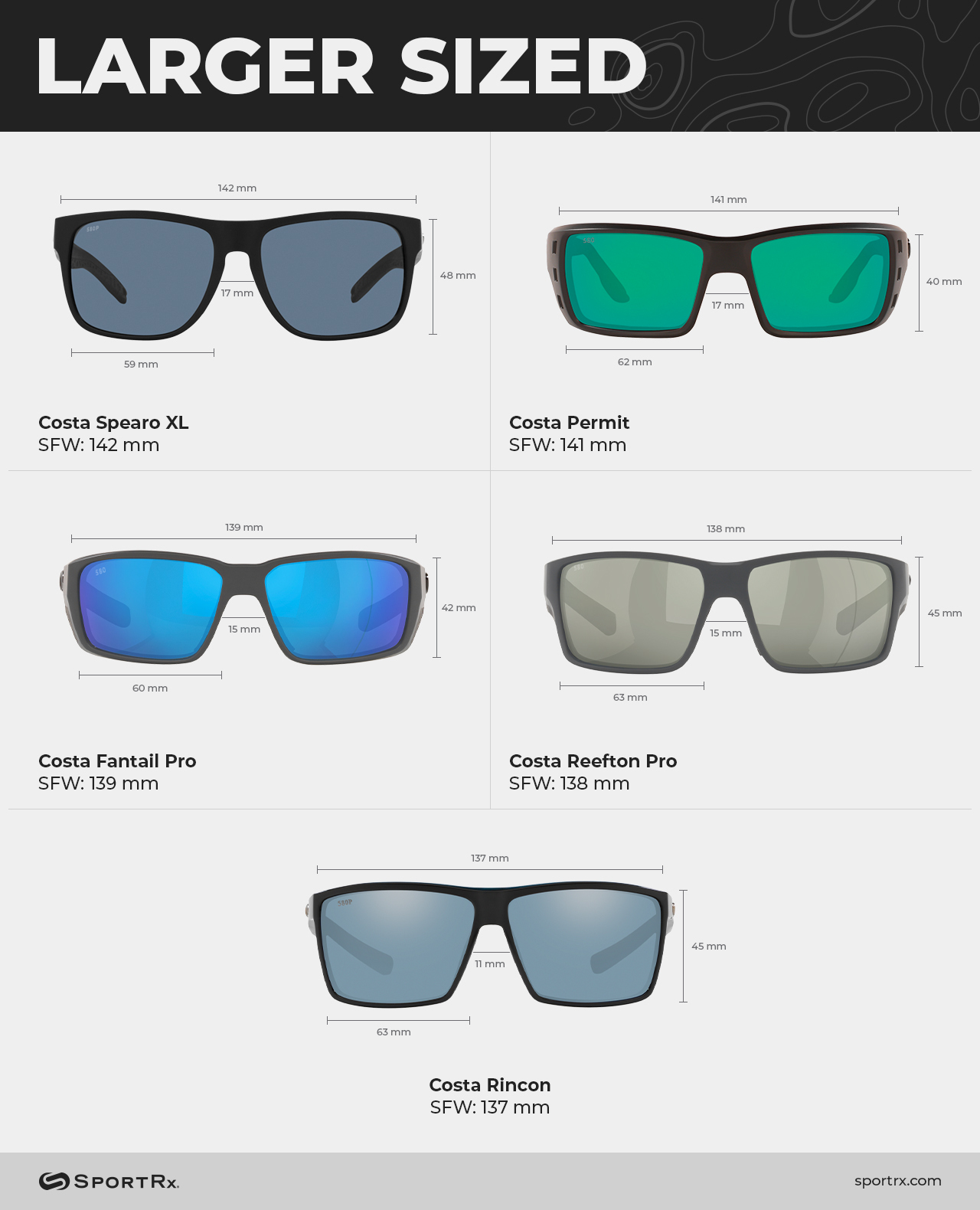 Costa Sunglasses Size Guide | SportRx