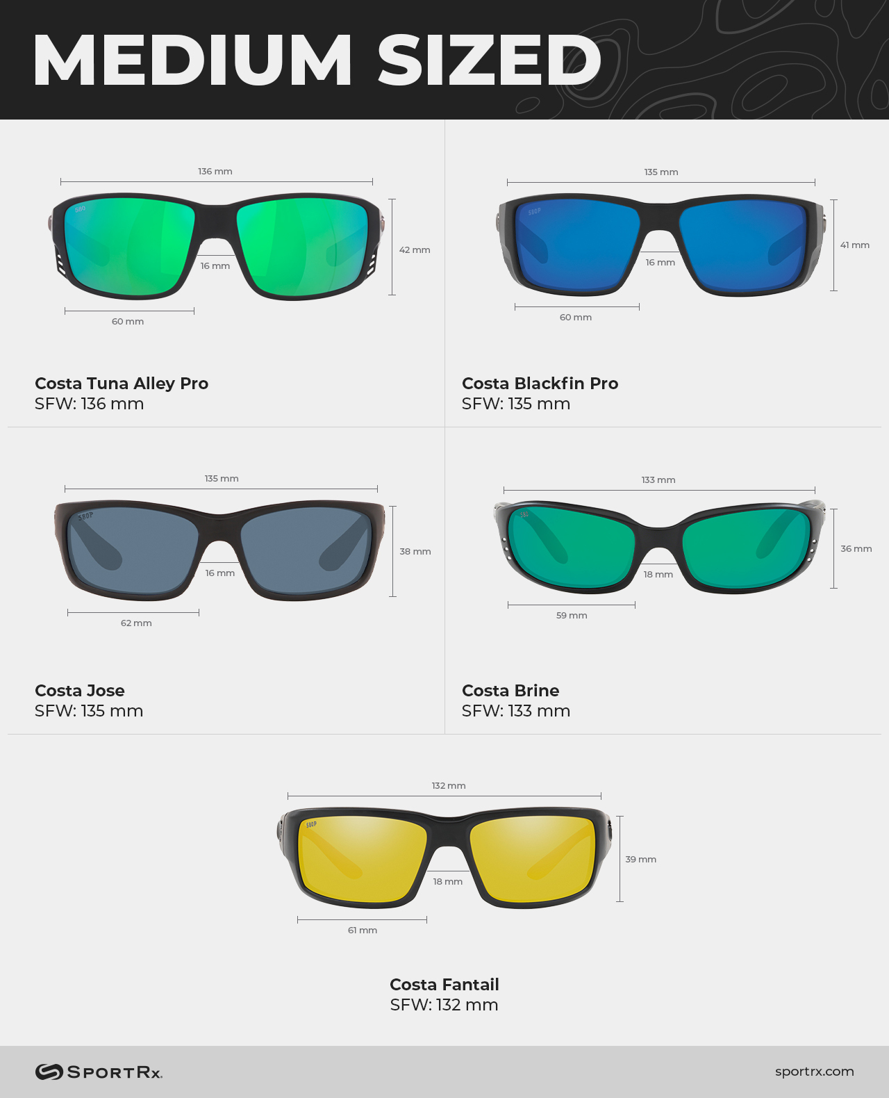Costa Sunglasses Size Guide | SportRx